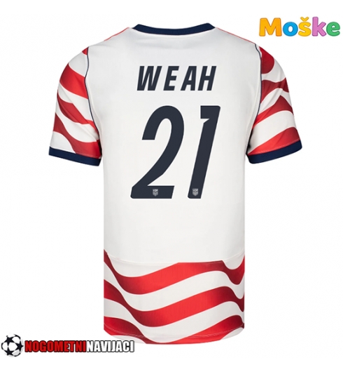 Moške Nogometnih dresov Združene države Timothy Weah #21 Domači SP 2026 Kratki rokavi Moške Nogometnih dresov Združene države Timothy Weah #21 Domači SP 2026 Kratki rokavi